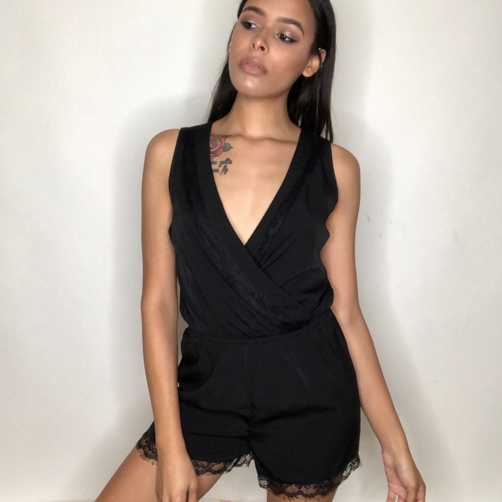 Black romper with lace